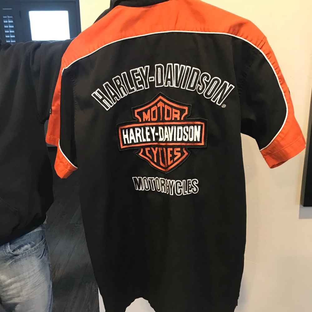 Harley Davidson Black and Orange Shirt